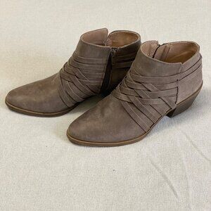 LifeStride Women's Sz 10W Prairie Style Boots Western Ankle Booties Ash w Straps